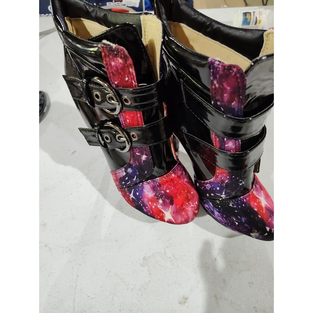 VTG Y2K Show Story Galaxy Print Platform Heels - Celestial Cosmic Heels - Size 8